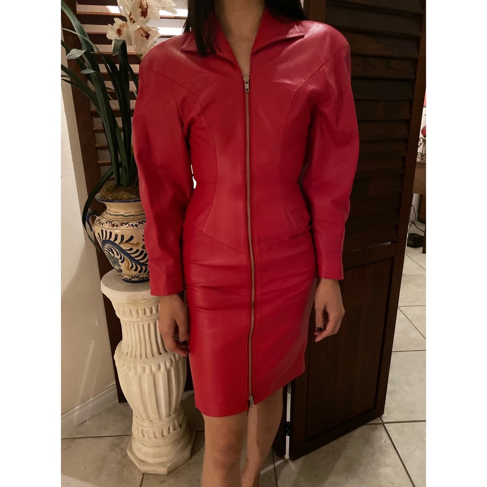 Michael Hoban North Beach Leather Red Dress